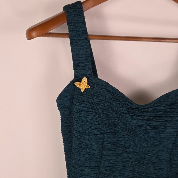 Upstream Vintage One‎ Piece Swimsuit Sz 12 Teal Retro Butterfly 80s Pinup Swim - Picture 9 of 9